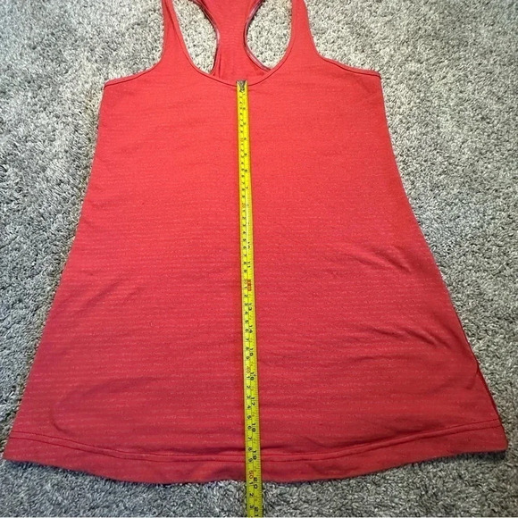 lululemon racerback tank red and grey size large 10 12 fitted long stripe - Picture 3 of 7